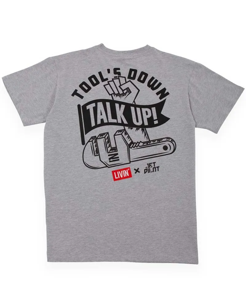 Tools Down Talk Up Tee - Grey