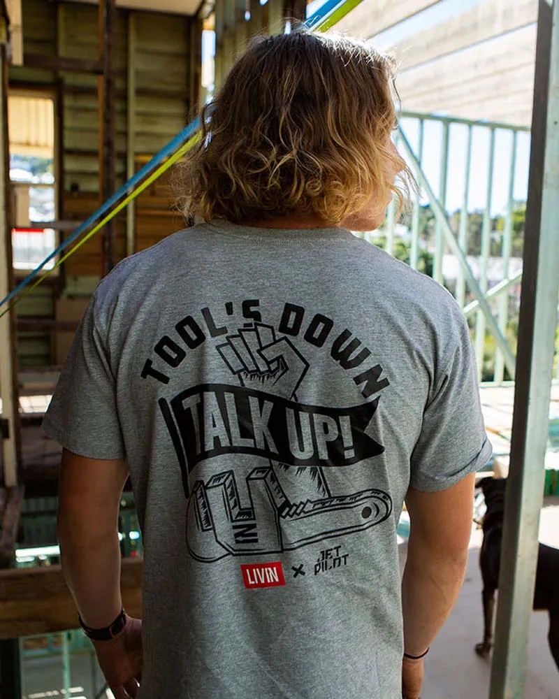 Tools Down Talk Up Tee - Grey