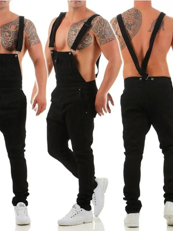 Torn Suspender Denim Jumpsuit