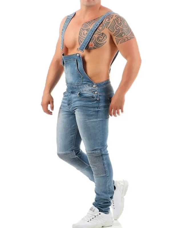 Torn Suspender Denim Jumpsuit