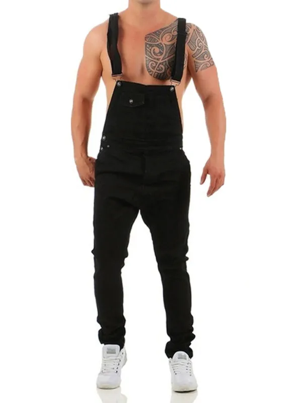 Torn Suspender Denim Jumpsuit