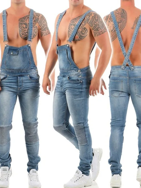 Torn Suspender Denim Jumpsuit