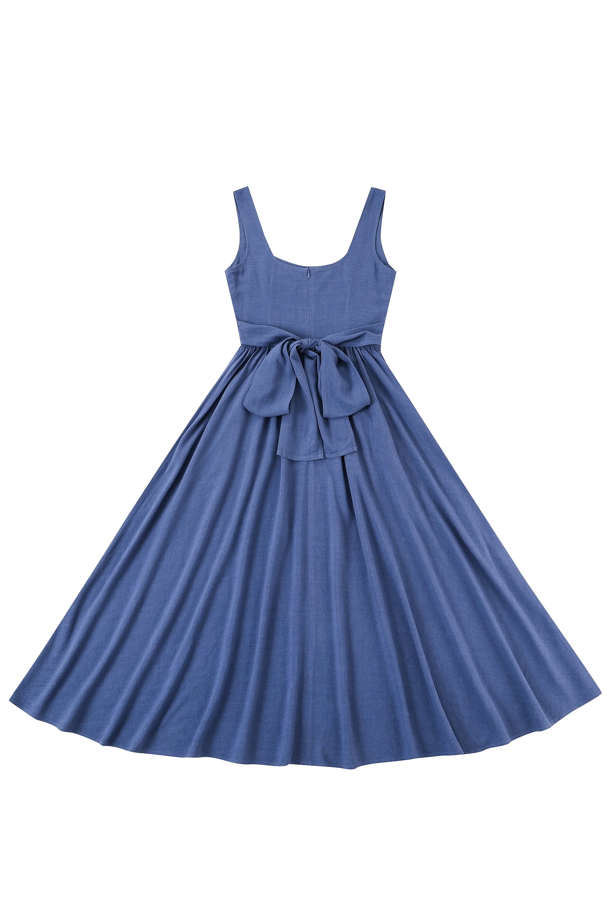 Tradwife Soft Linen Dress Blue