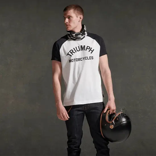 Triumph Saltern Contrast Sleeve Tee in White and Black
