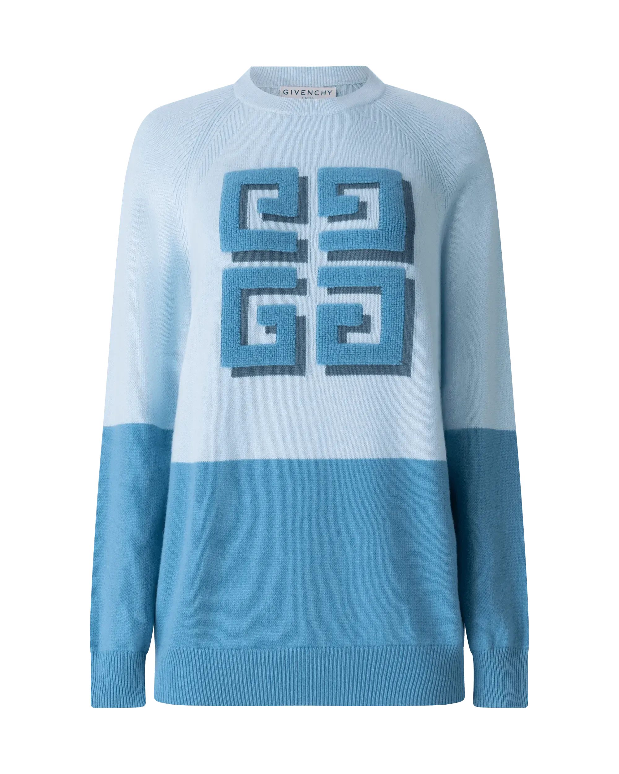Two-Tone Cashmere Crewneck Sweater
