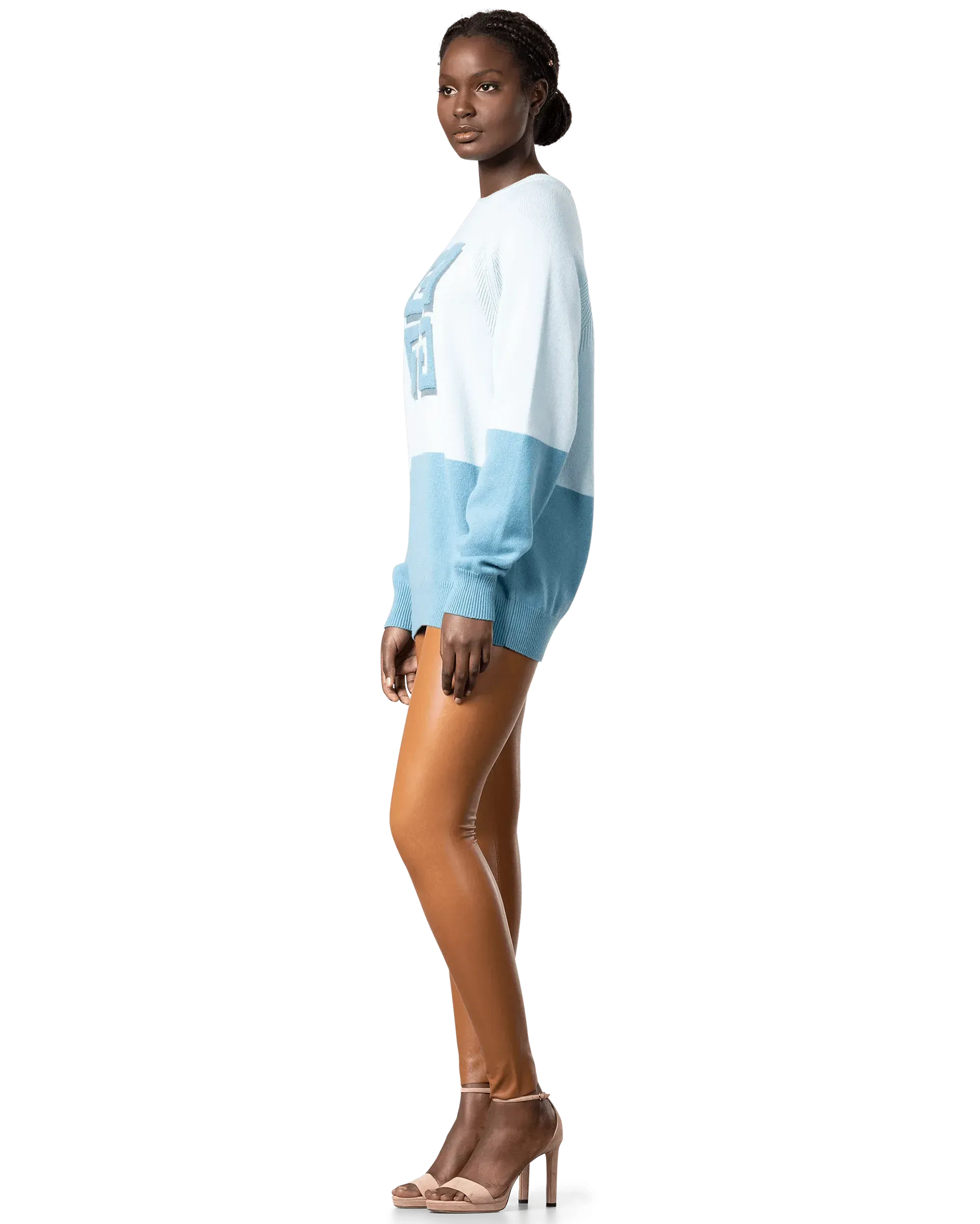 Two-Tone Cashmere Crewneck Sweater