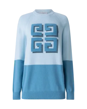 Two-Tone Cashmere Crewneck Sweater