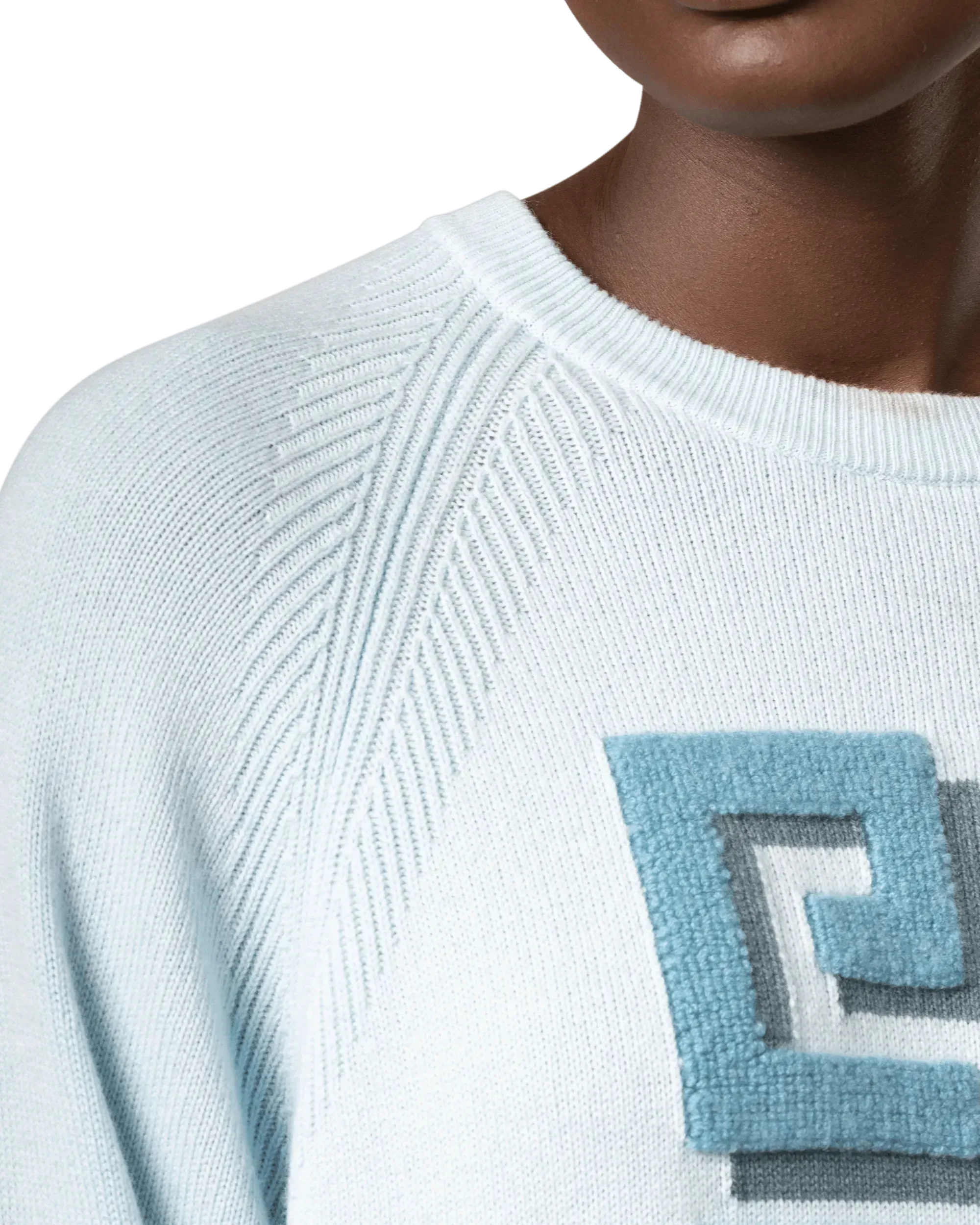Two-Tone Cashmere Crewneck Sweater