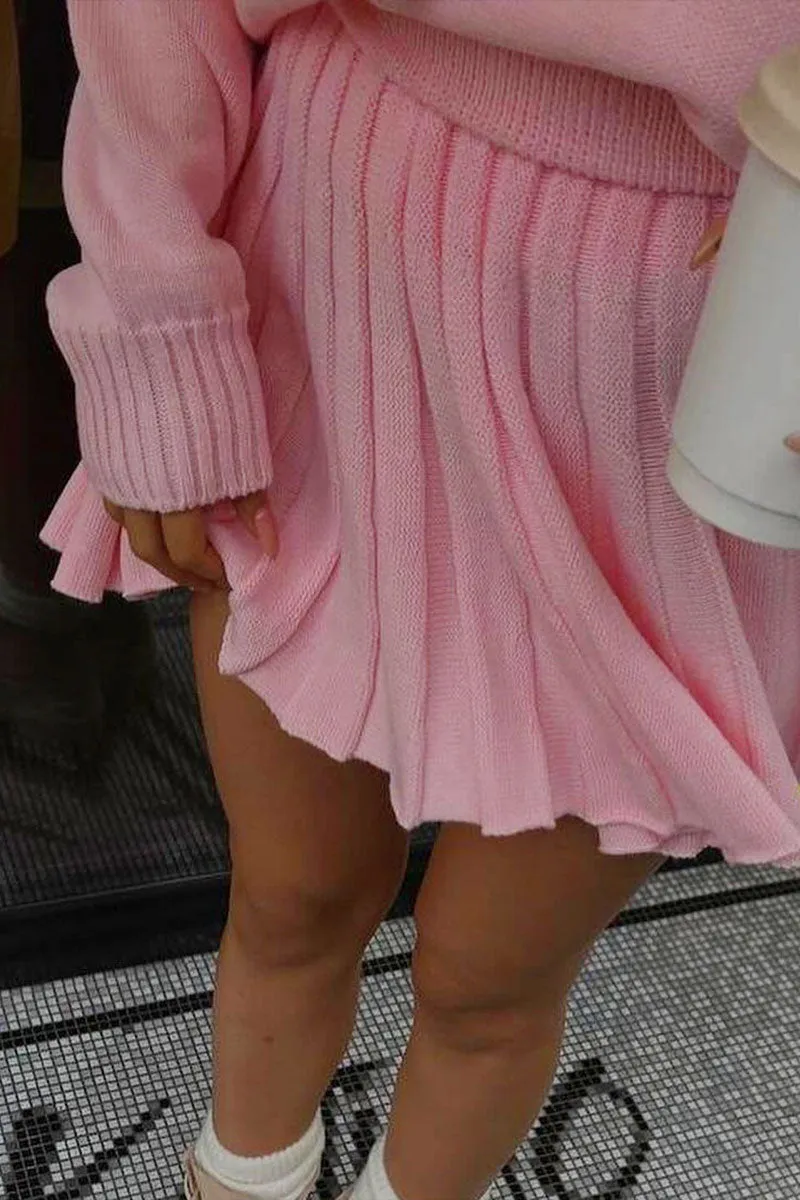 UJ0219 Sweater and Knitted Skirt Set