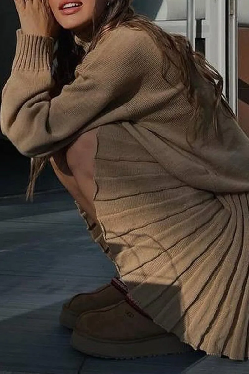 UJ0219 Sweater and Knitted Skirt Set