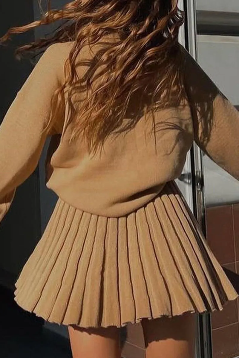 UJ0219 Sweater and Knitted Skirt Set
