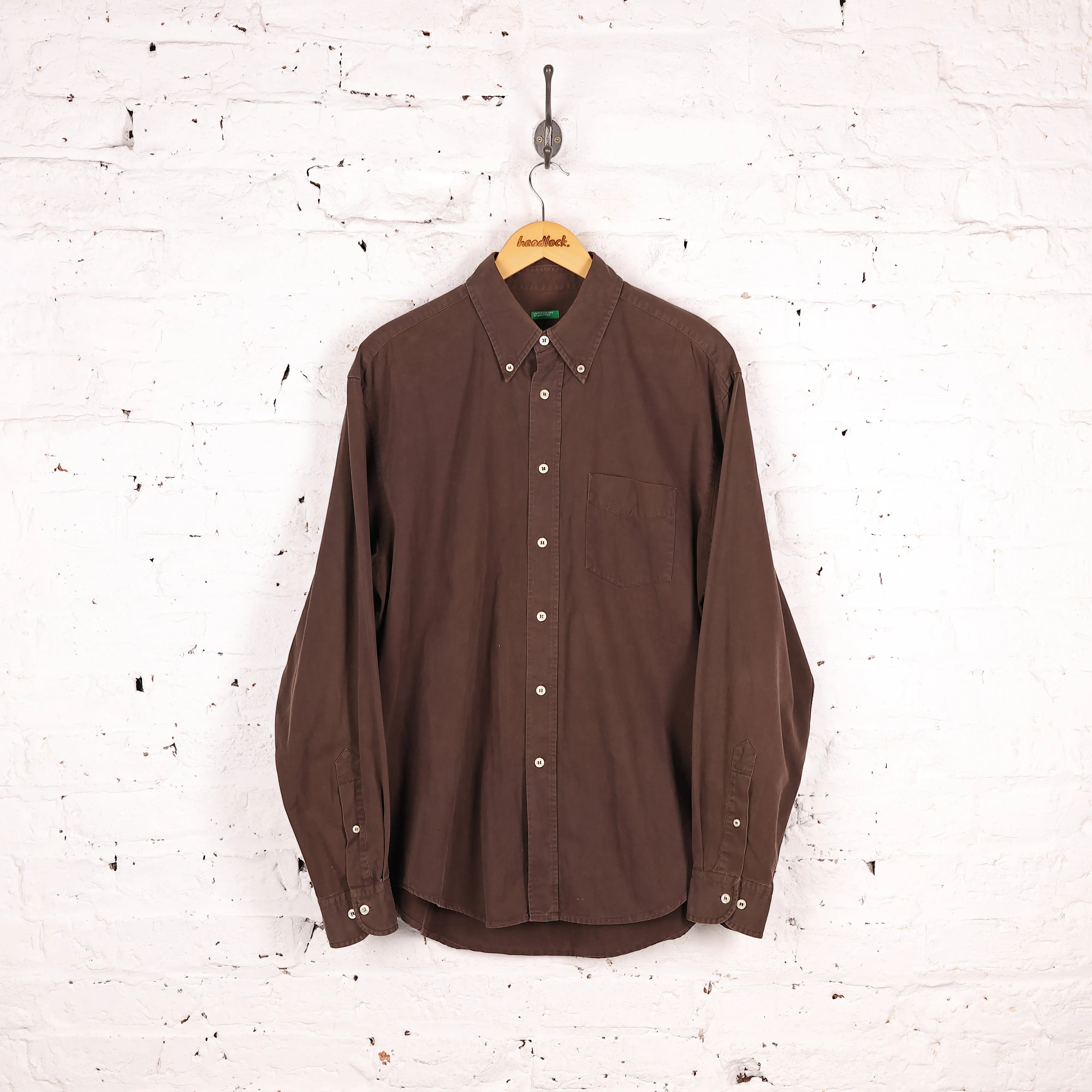 United Colors of Benetton Button Down Shirt - Brown - L