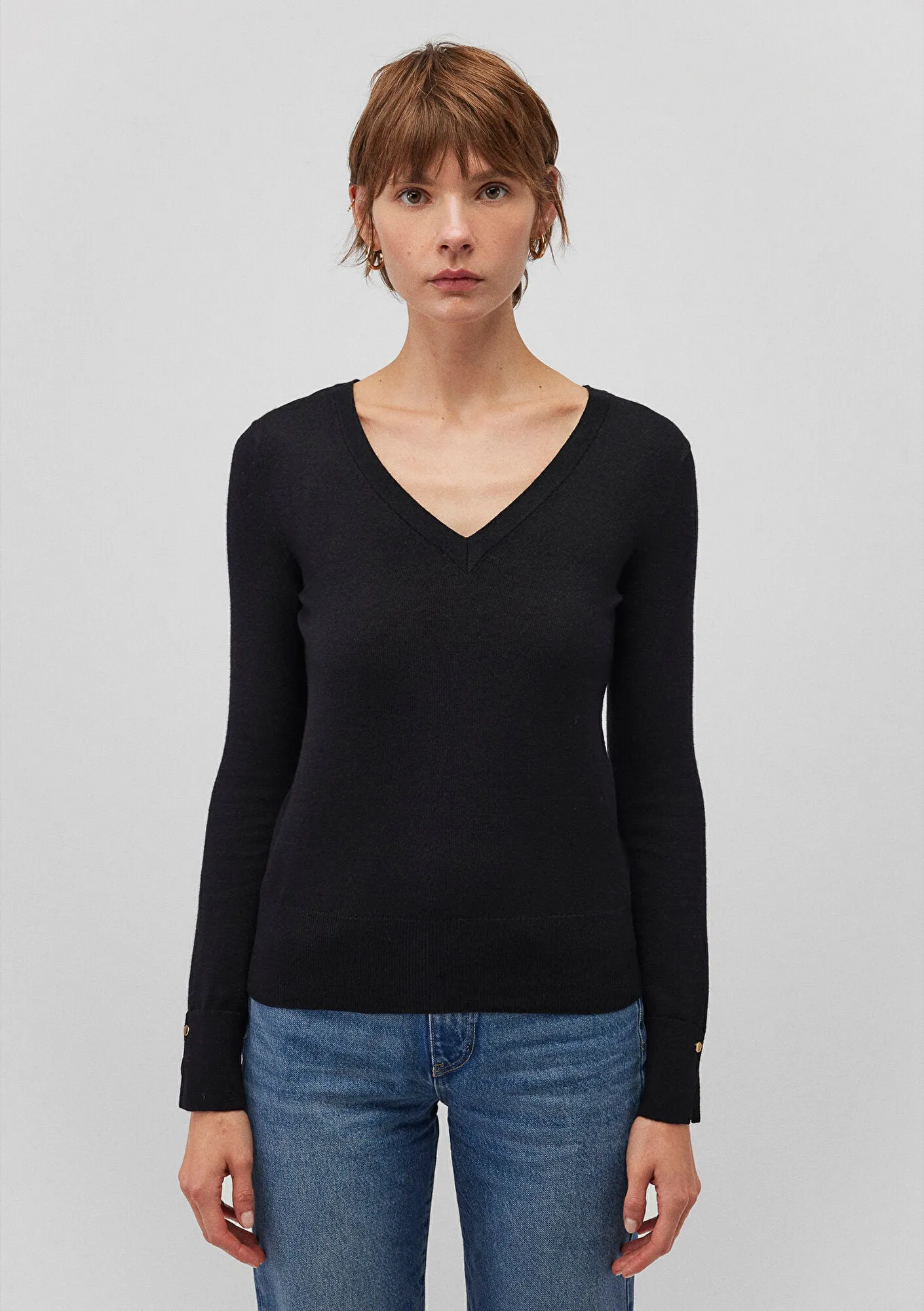 V Neck Black Sweater