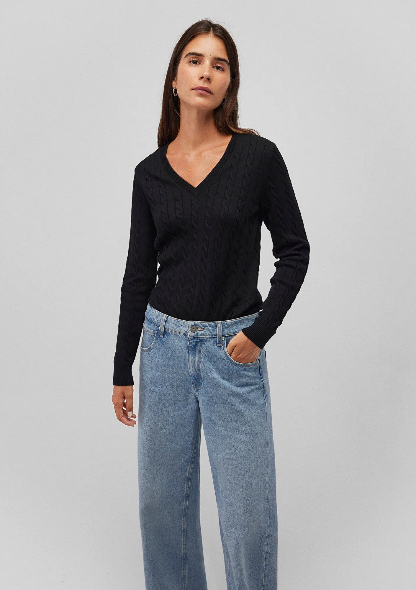 V Neck Black Sweater