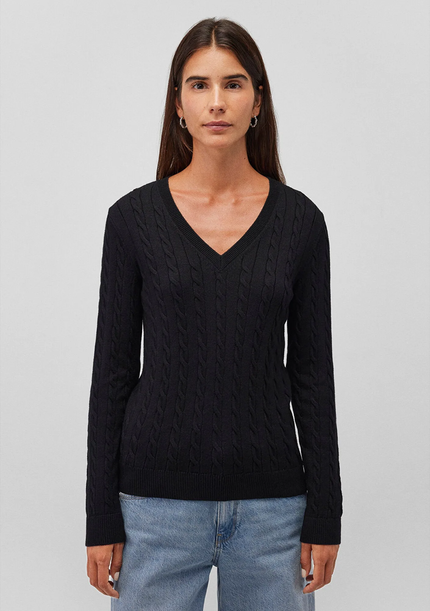 V Neck Black Sweater