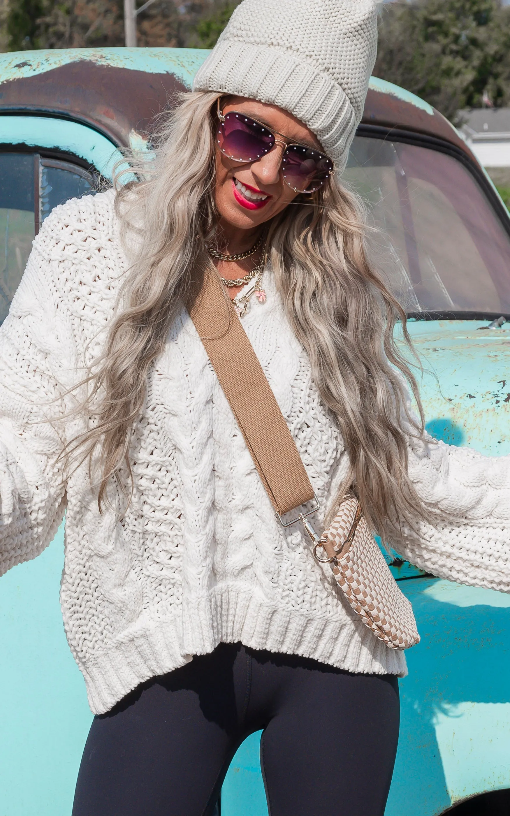 V-Neck Cropped Chanille Sweater | POL - Final Sale**