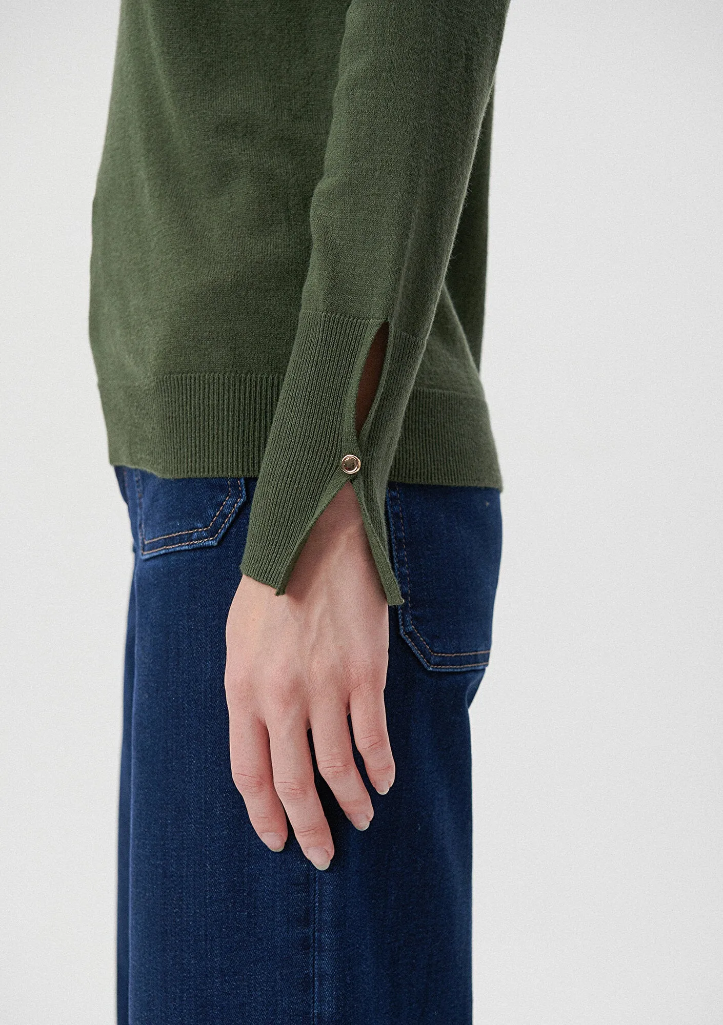 V Neck Green Sweater