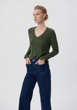 V Neck Green Sweater