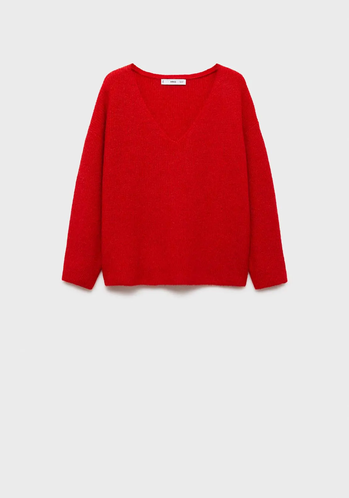 V-neck knit sweater - Red