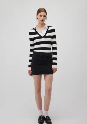 V Neck Striped Black Sweater