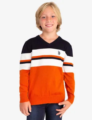 V-NECK STRIPED SWEATER