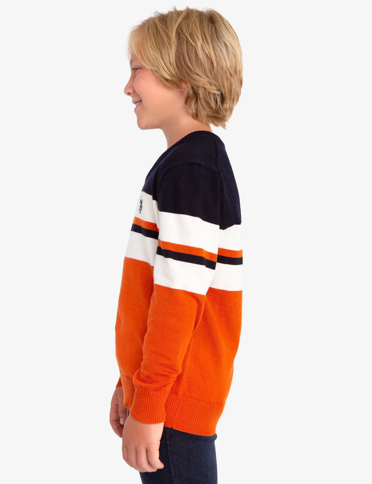 V-NECK STRIPED SWEATER