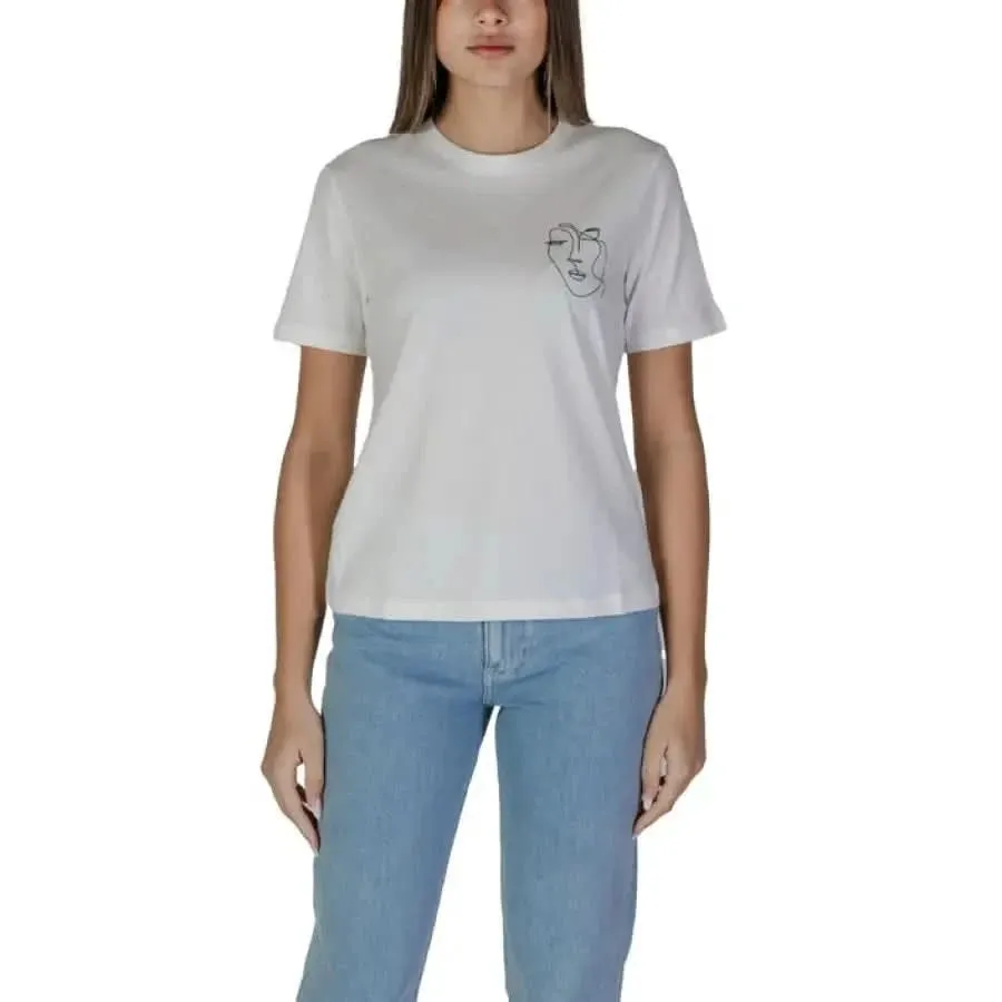 Vila Clothes Women's Pink Cotton T-Shirt