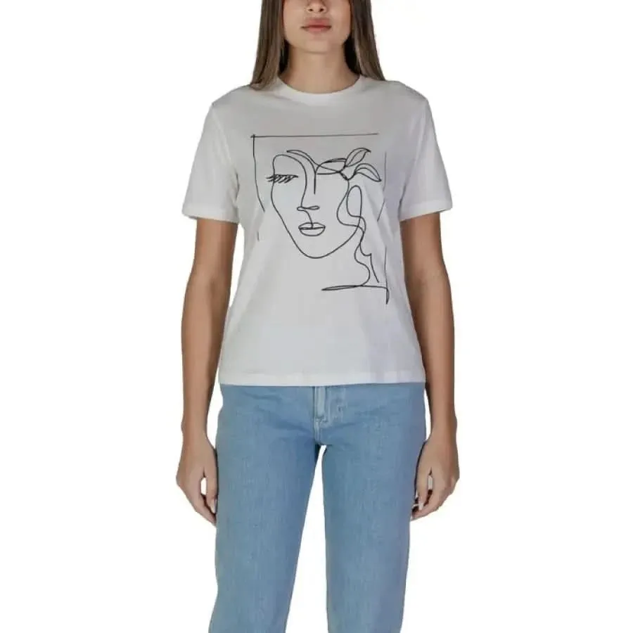 Vila Clothes Women's Pink Cotton T-Shirt