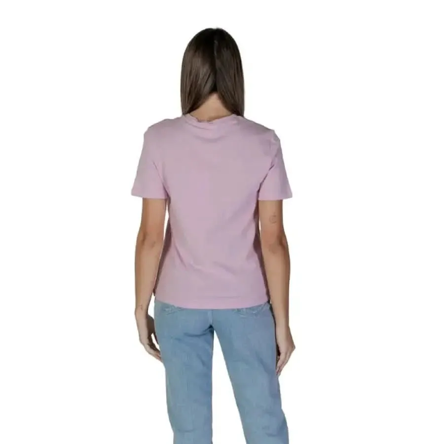 Vila Clothes Women's Pink Cotton T-Shirt