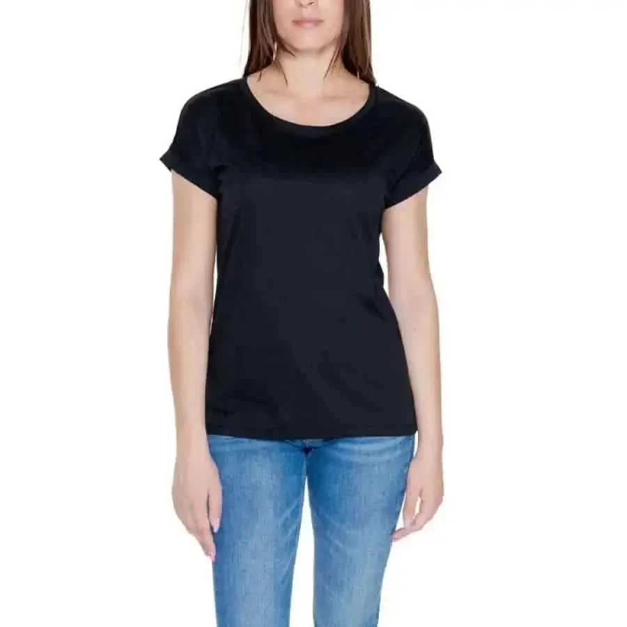 Vila Clothes Women's White Round Neck T-Shirt