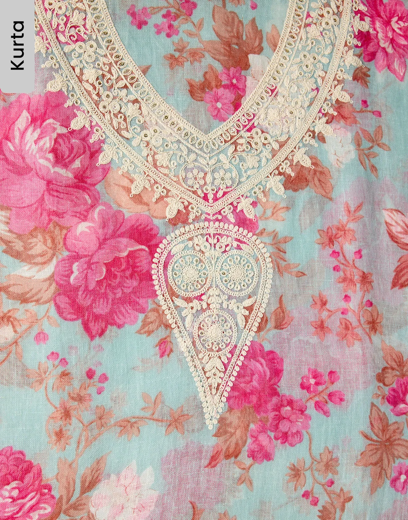 Vintage Charm Floral Printed Linen Unstitched Suit Set