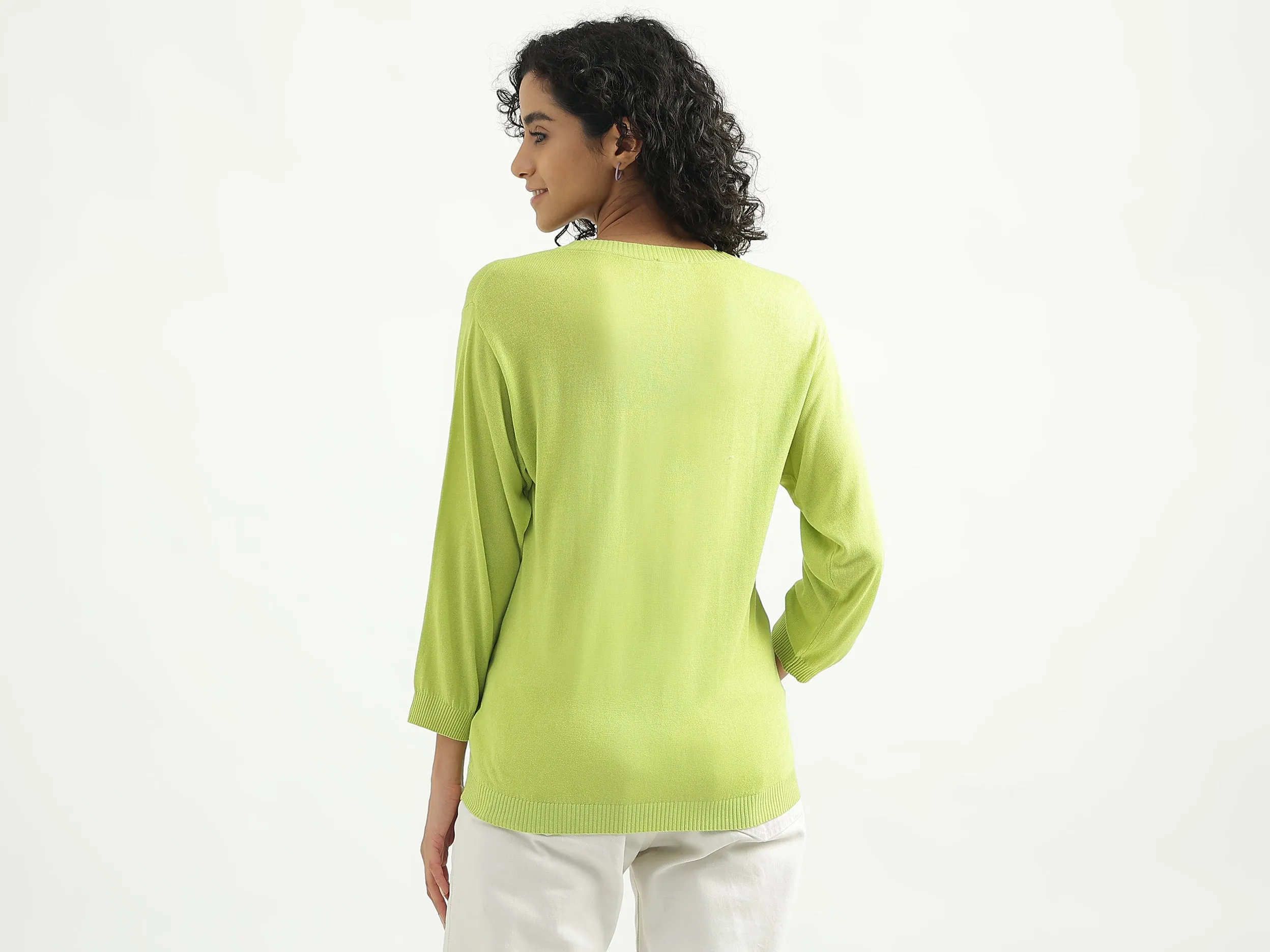 Viscose Solid V-Neck Women Sweaters