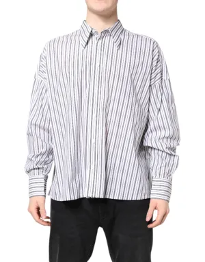 White Black Stripe Button Down Casual Shirt