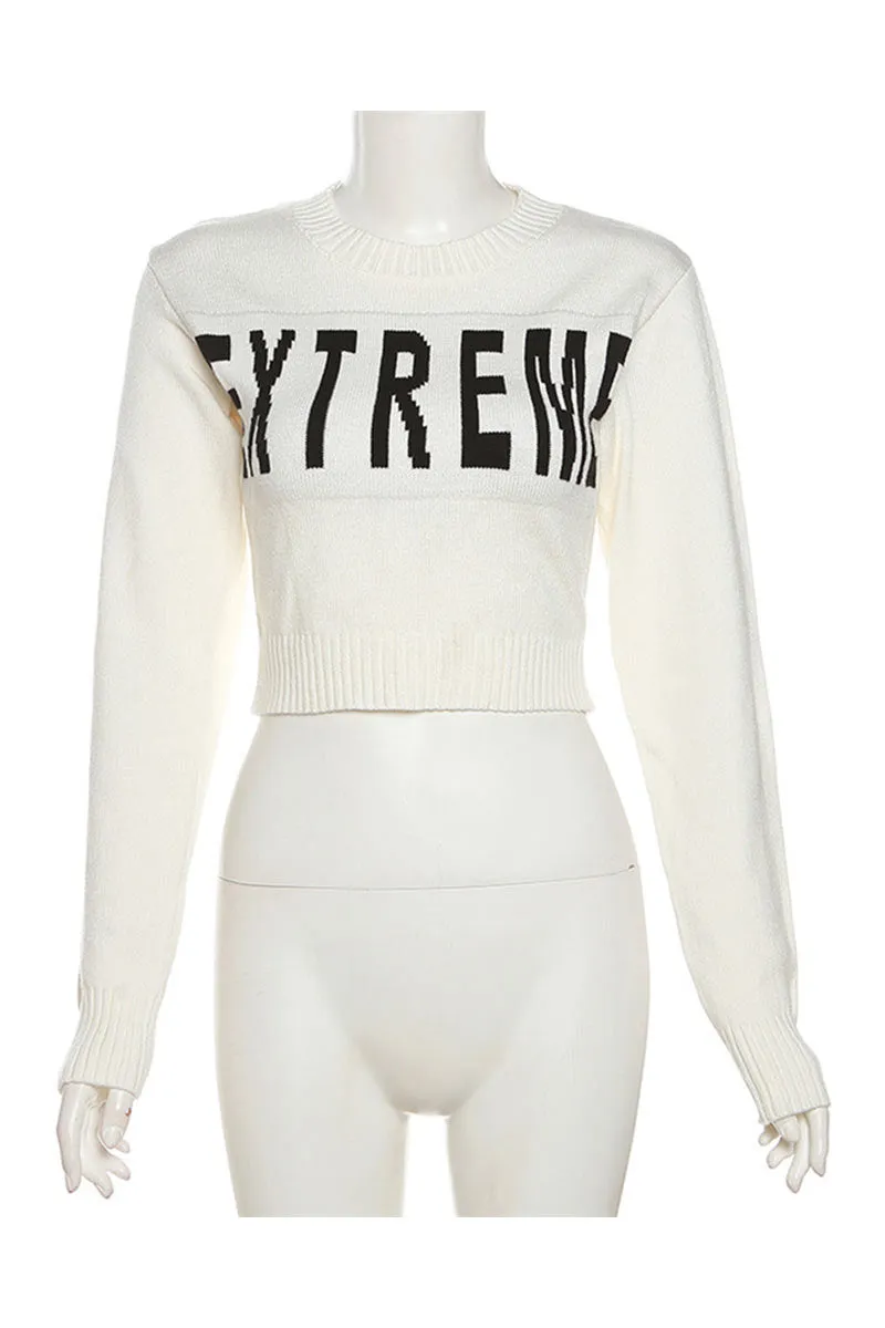 WI702 Solid Knitted Crop Sweater