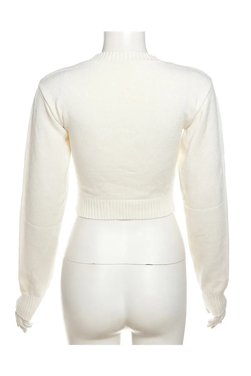 WI702 Solid Knitted Crop Sweater
