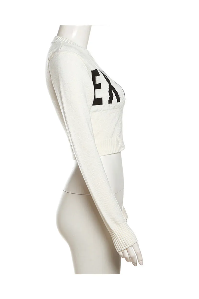 WI702 Solid Knitted Crop Sweater