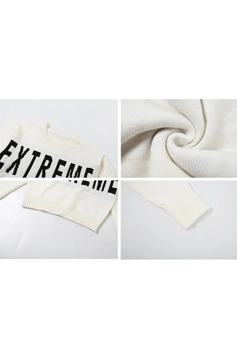 WI702 Solid Knitted Crop Sweater