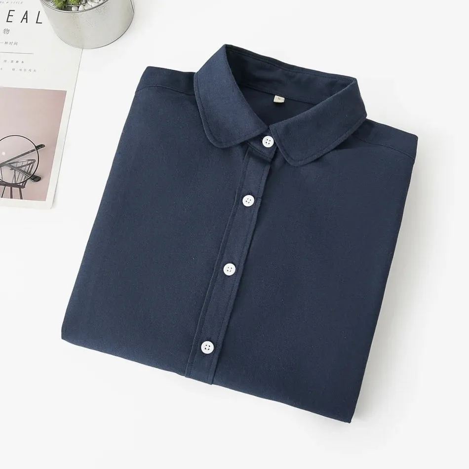 Women Blouse Shirts Oxford Cotton Long Sleeve Ladies White Casual Shirt Blouses Female Clothes Tops