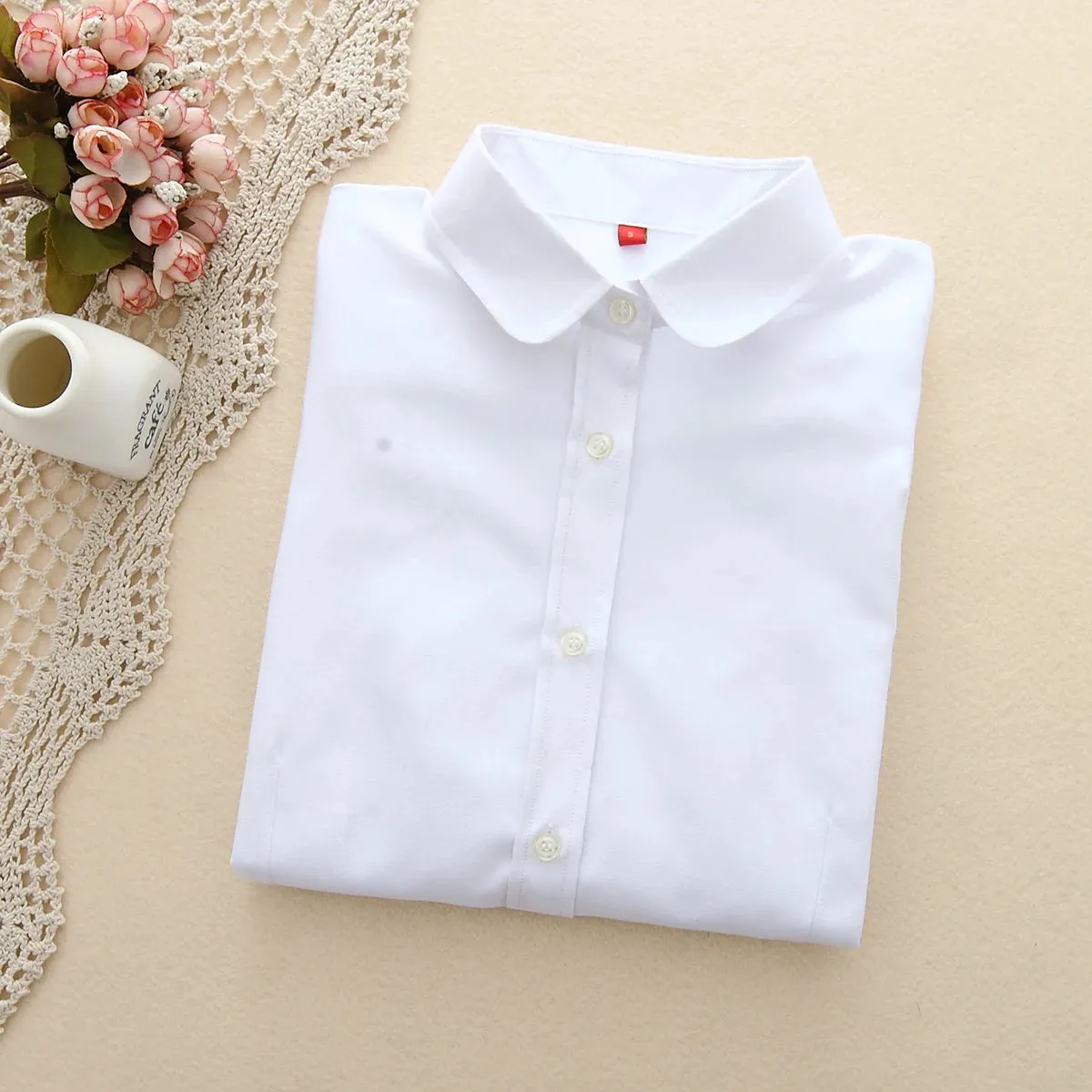 Women Blouse Shirts Oxford Cotton Long Sleeve Ladies White Casual Shirt Blouses Female Clothes Tops