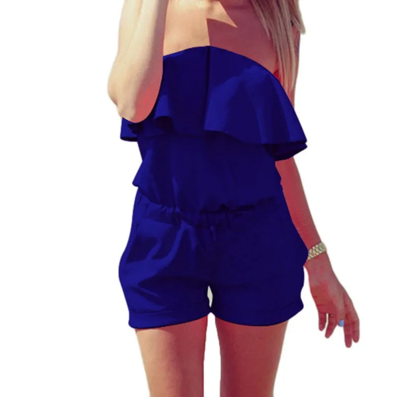 Women Rompers and Jumpsuit Sexy Strapless Fashion Solid Summer Shorts
