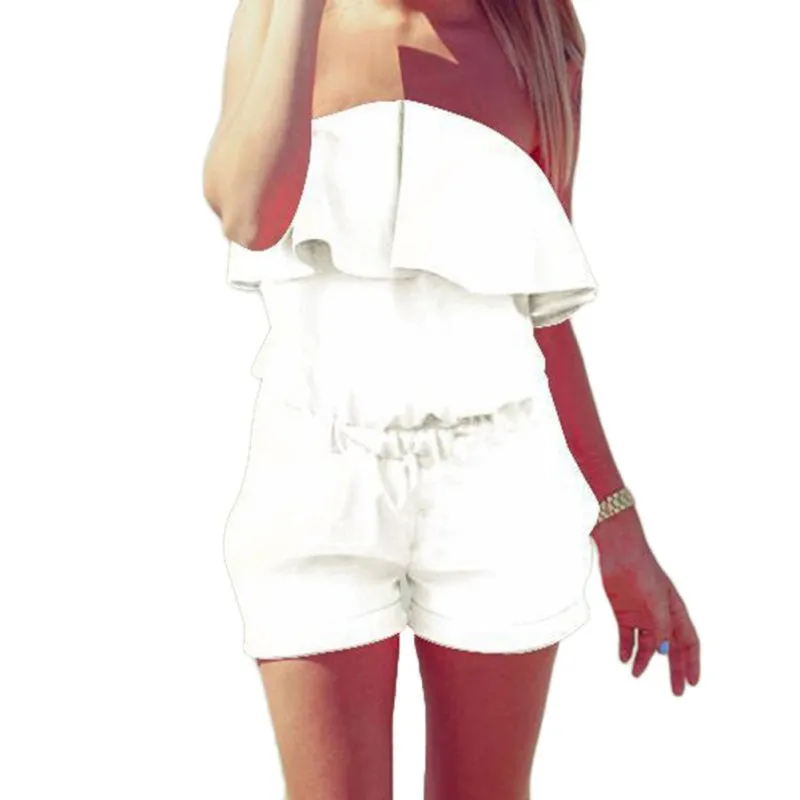 Women Rompers and Jumpsuit Sexy Strapless Fashion Solid Summer Shorts