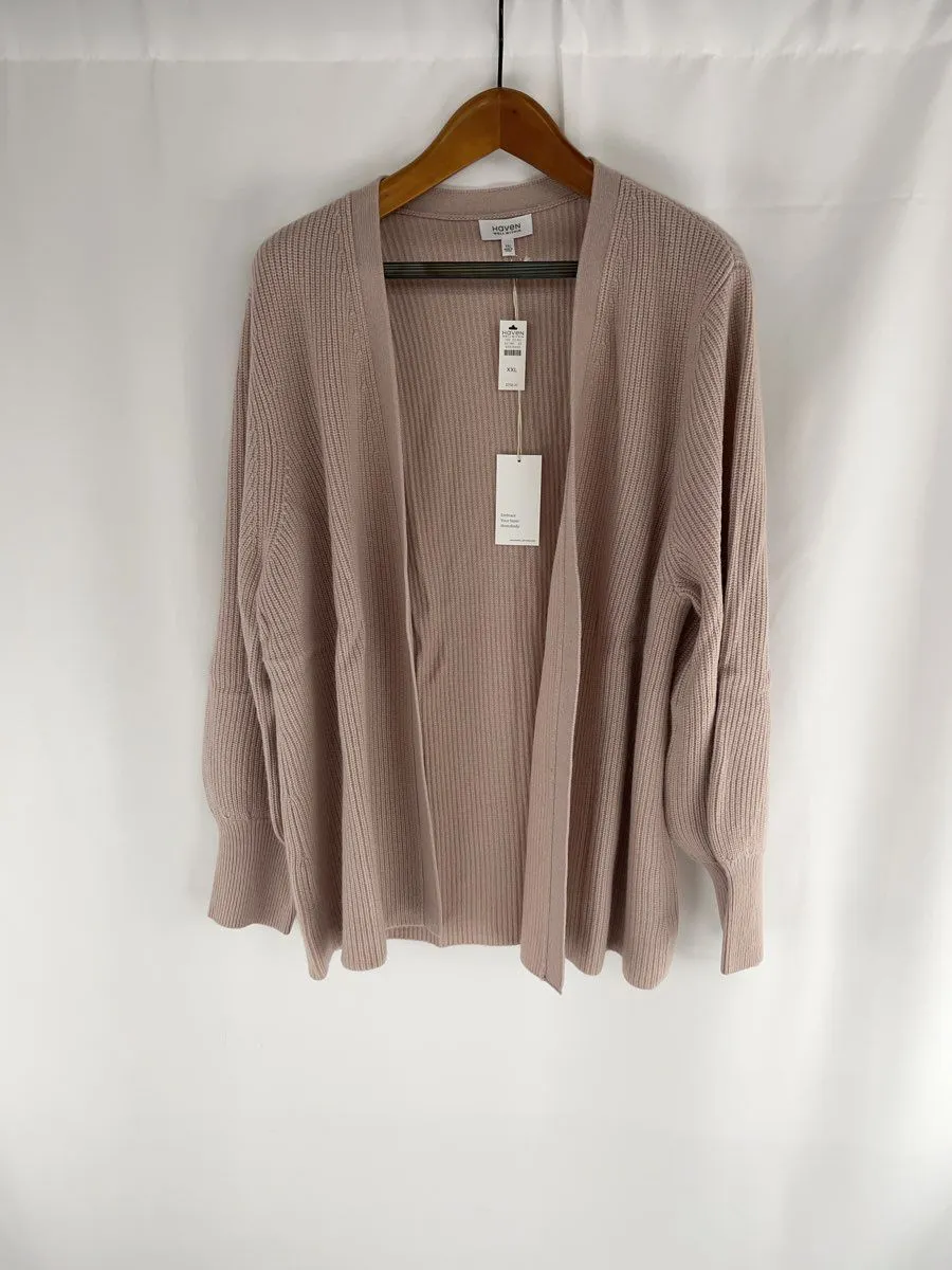 Women's Haven Well Within Pink/Solid Cashmere Cardigan Sweater - Size XXL
