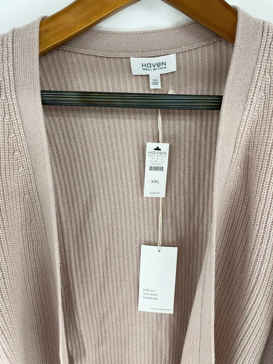 Women's Haven Well Within Pink/Solid Cashmere Cardigan Sweater - Size XXL