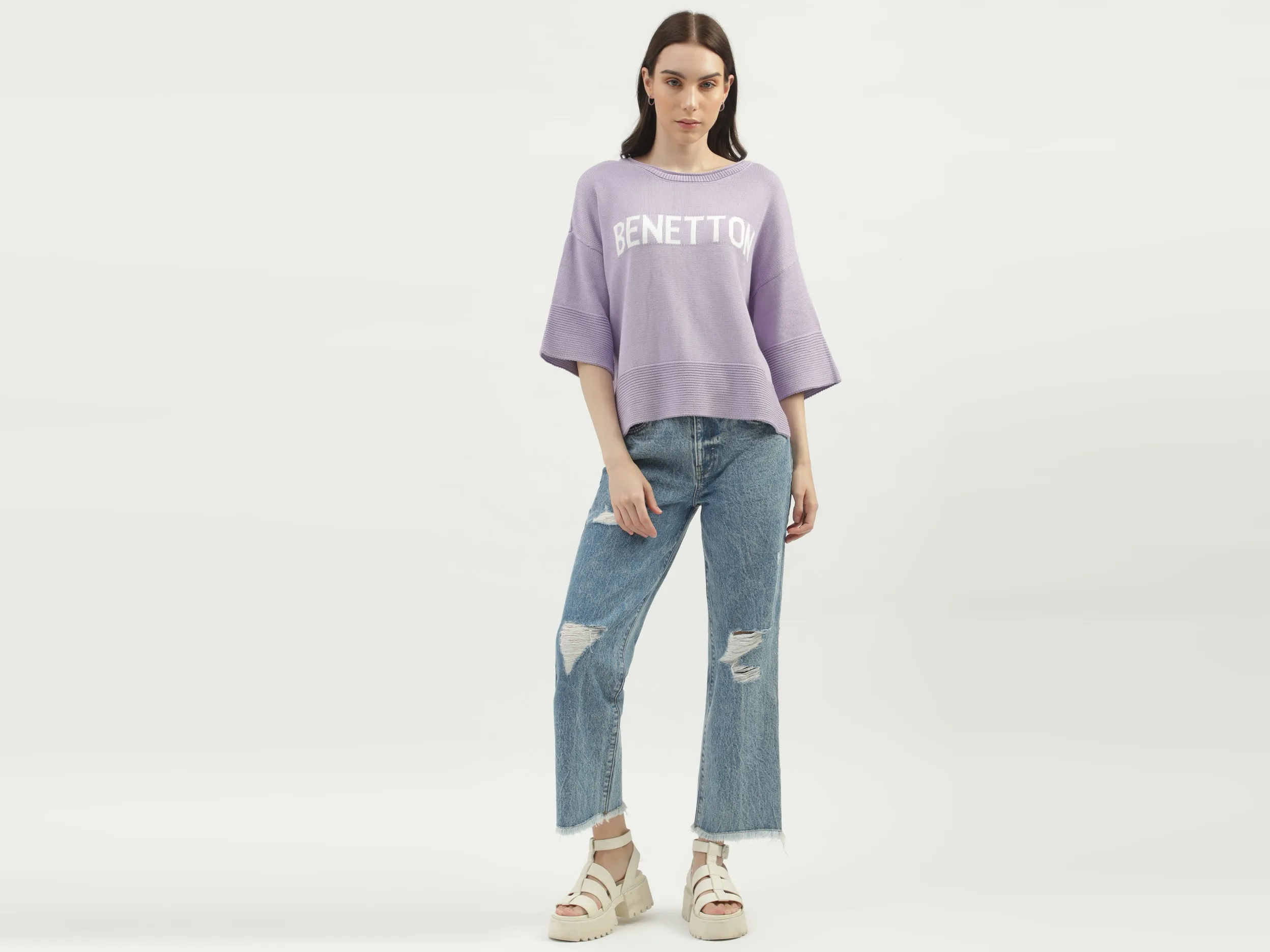 Women's Regular Fit Round Neck Knitted Sweaters