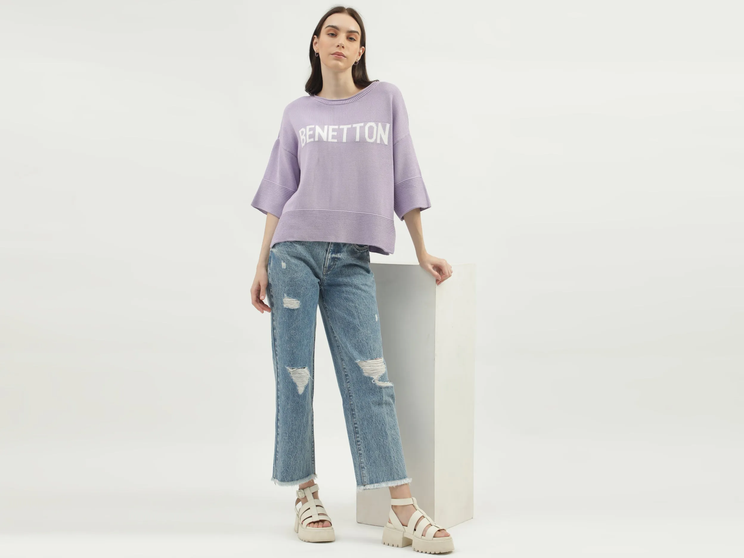 Women's Regular Fit Round Neck Knitted Sweaters