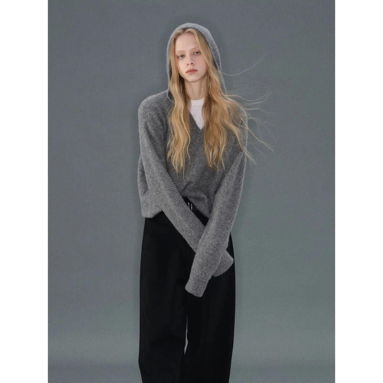 Wool Blend Hooded Sweater