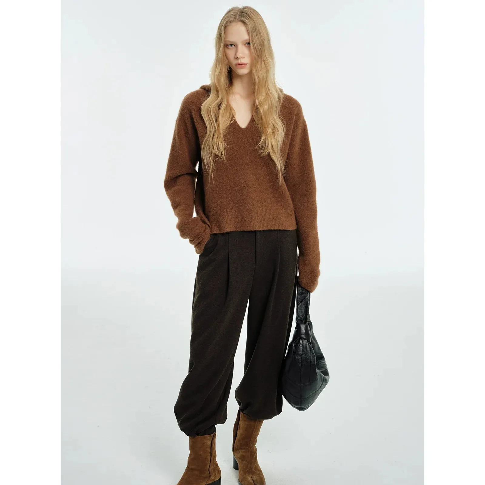 Wool Blend Hooded Sweater