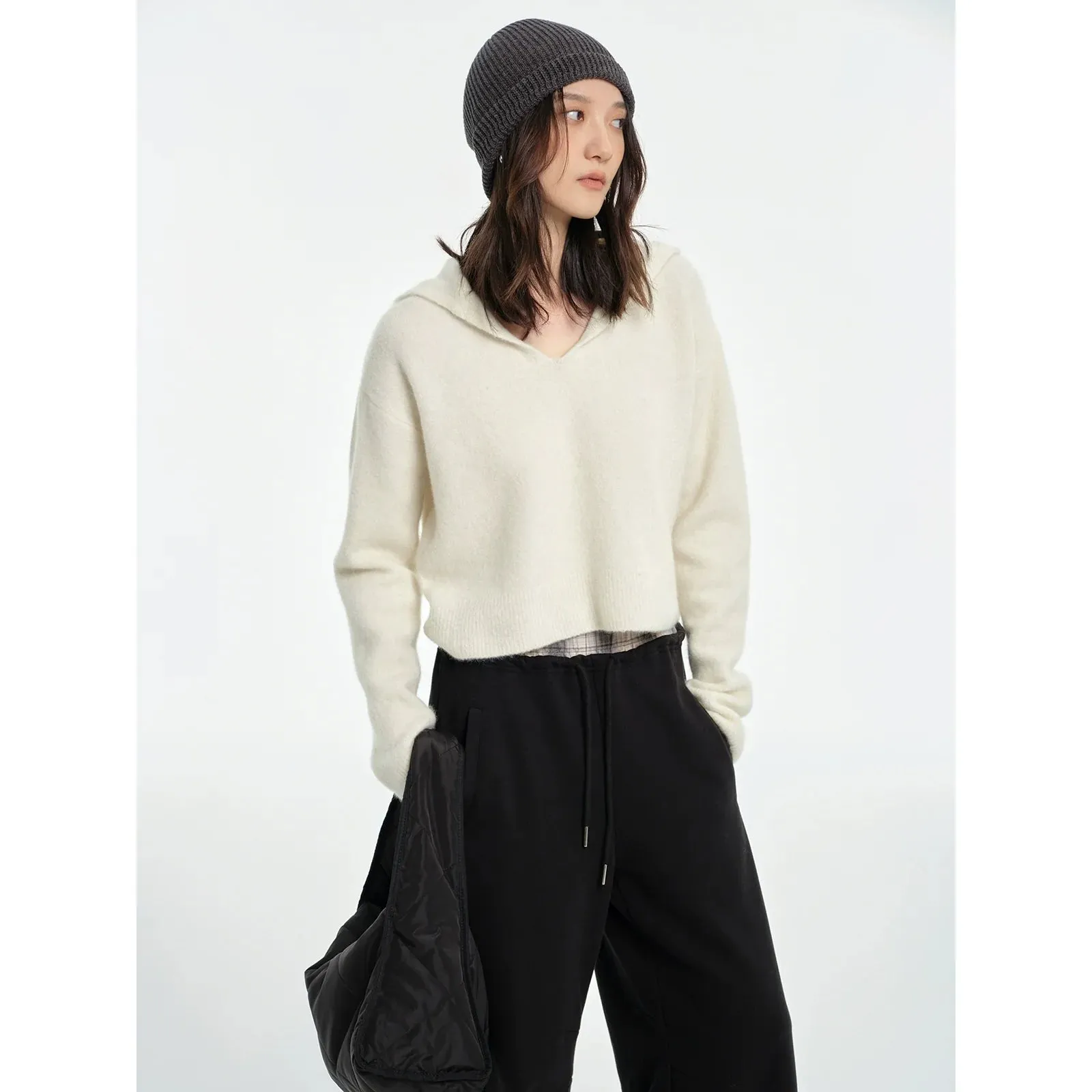 Wool Blend Hooded Sweater