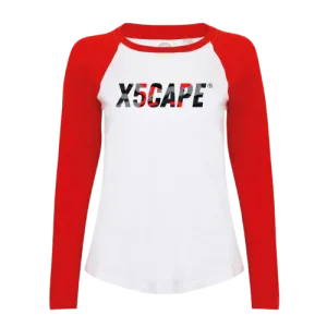 X5CAPE Womens Red Camo Contrast Sleeve Top