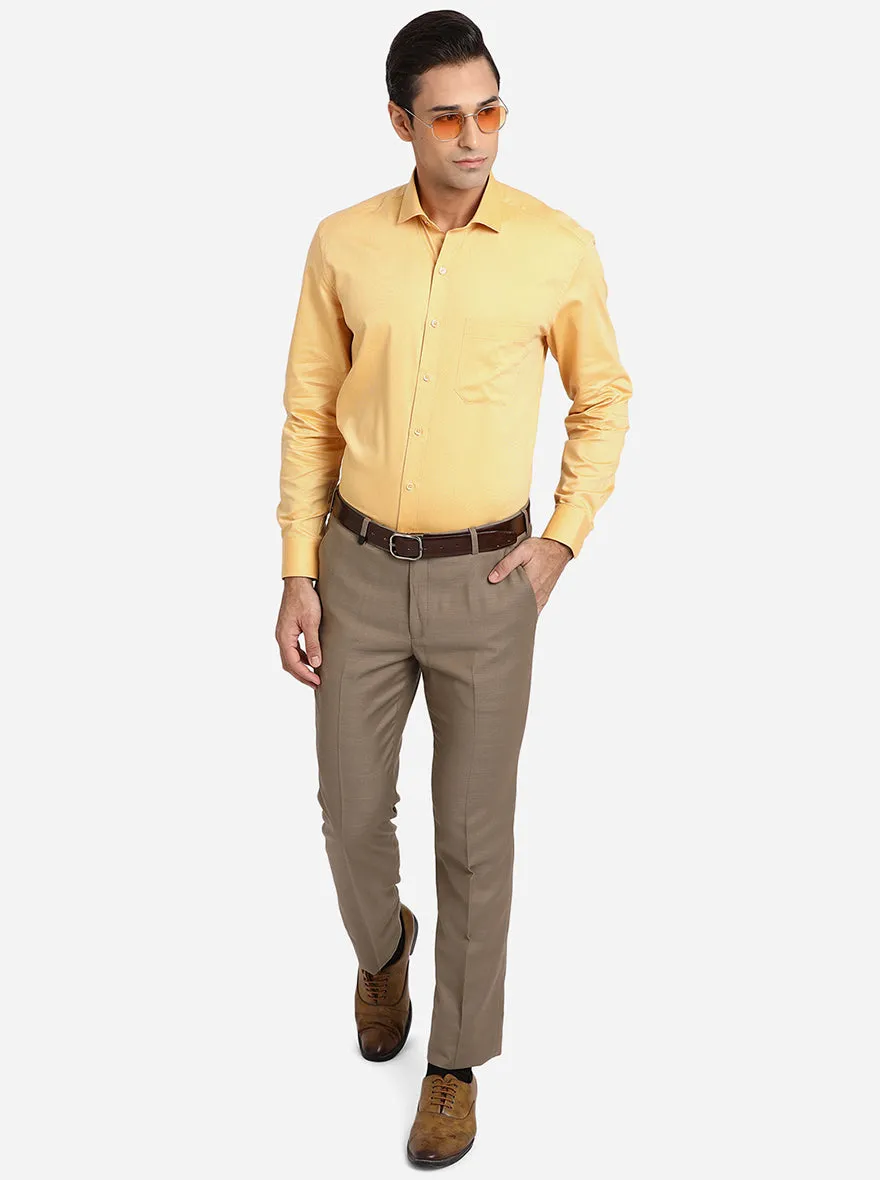 Yellow Solid Regular Fit Formal Shirt | Greenfibre